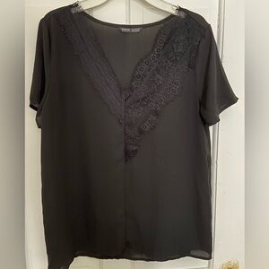 Shein black blouse, floral in size Small